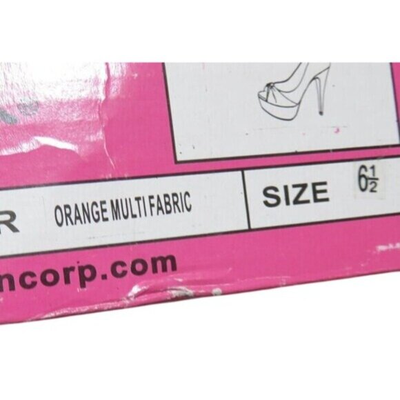 Qupid Penelope Orange Multi Suede Leather Peep Toe Platform Heels Stilettos - Picture 15 of 15